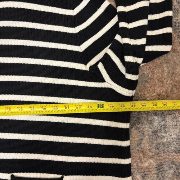 J. Crew BQ196 Women's Plus Emilie Sweater Lady Jacket Black Ivory Stripe 3X - Picture 8 of 10